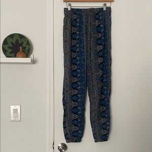 Ambiance Black and Blue Paisley Pants
